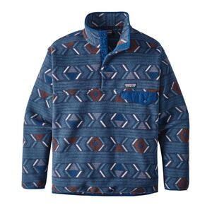 Patagonia Synchilla Snap-T Pullover Fleece Blue Aztec Geometric Print - Medium